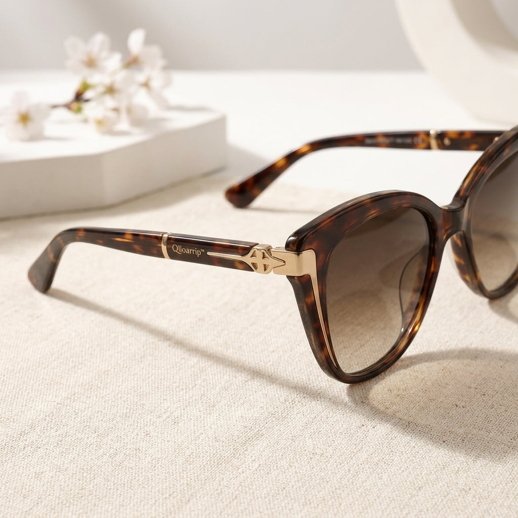Qlloarrip™ Elara Oversized Cat-Eye Sunglasses – Women's UV400 Fashion Sunglasses, Lightweight Statement Eyewear