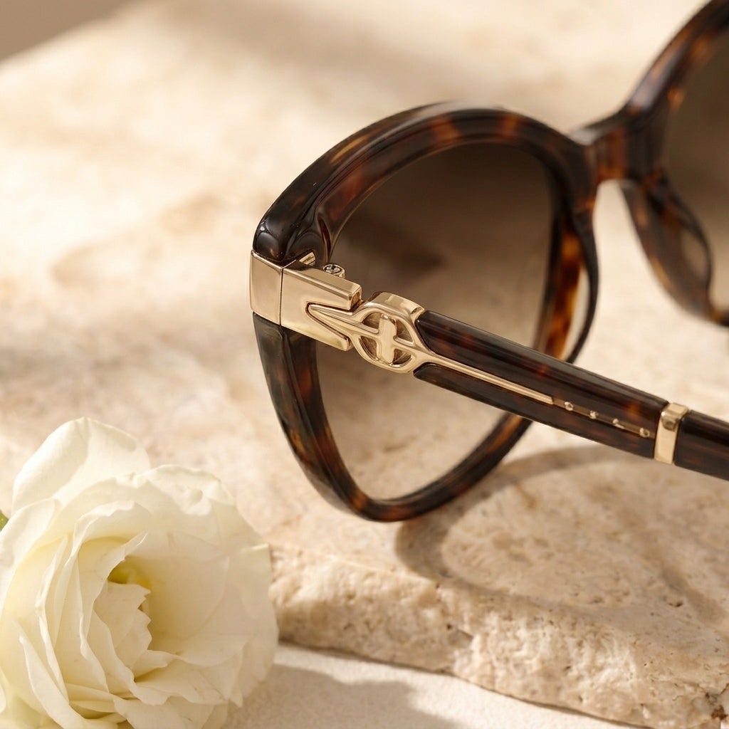 Qlloarrip™ Elara Oversized Cat-Eye Sunglasses – Women's UV400 Fashion Sunglasses, Lightweight Statement Eyewear