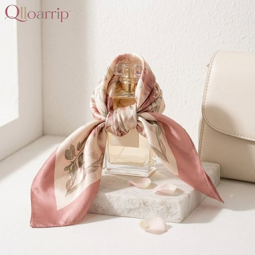 Qlloarrip™ Celeste Satin Square Scarf – Women's Printed Neck Scarf, Hair Wrap & Handbag Accessory