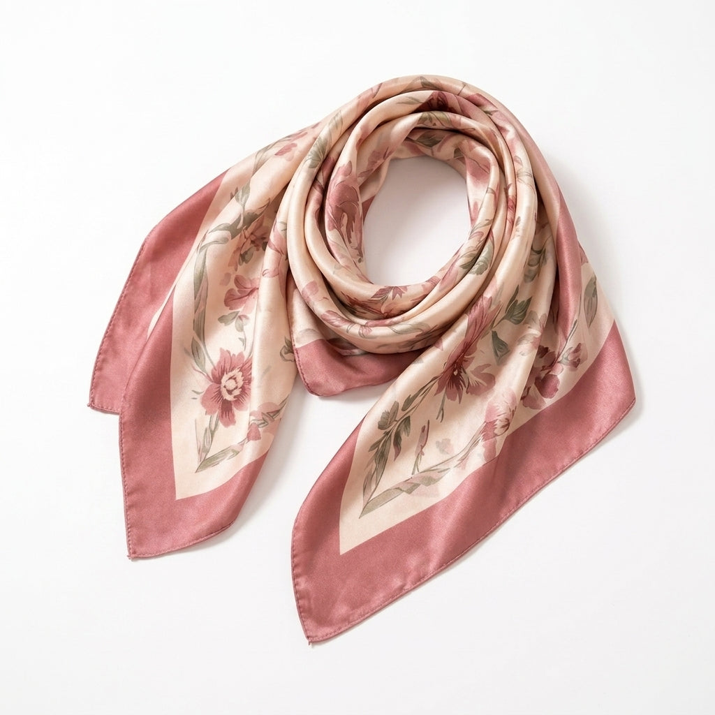 Qlloarrip™ Celeste Satin Square Scarf – Women's Printed Neck Scarf, Hair Wrap & Handbag Accessory