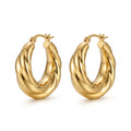 Qlloarrip™ Lumi Sculpted Hoop Earrings – Women's Gold-Tone Lightweight Statement Hoops, Everyday Jewelry