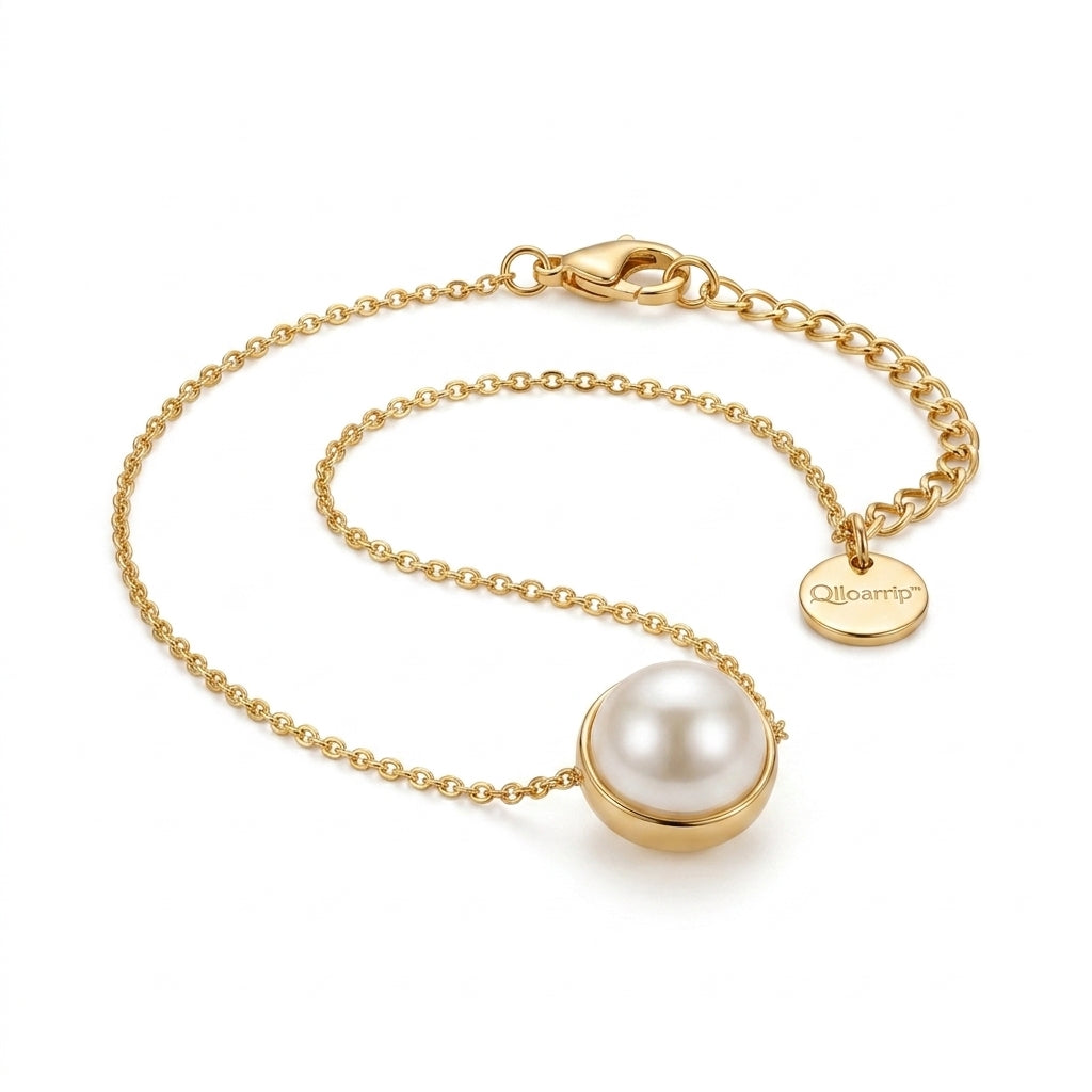 Qlloarrip™ Estelle Pearl Pendant Necklace – Women's Delicate Layering Necklace, Everyday Jewelry