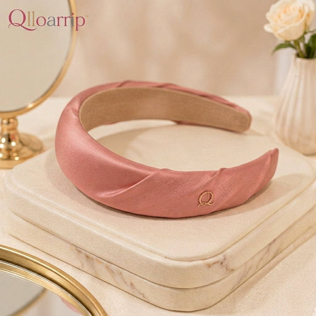 Qlloarrip™ Aurelia Padded Headband – Women's Satin Wide Hairband, Elegant Everyday Hair Accessory
