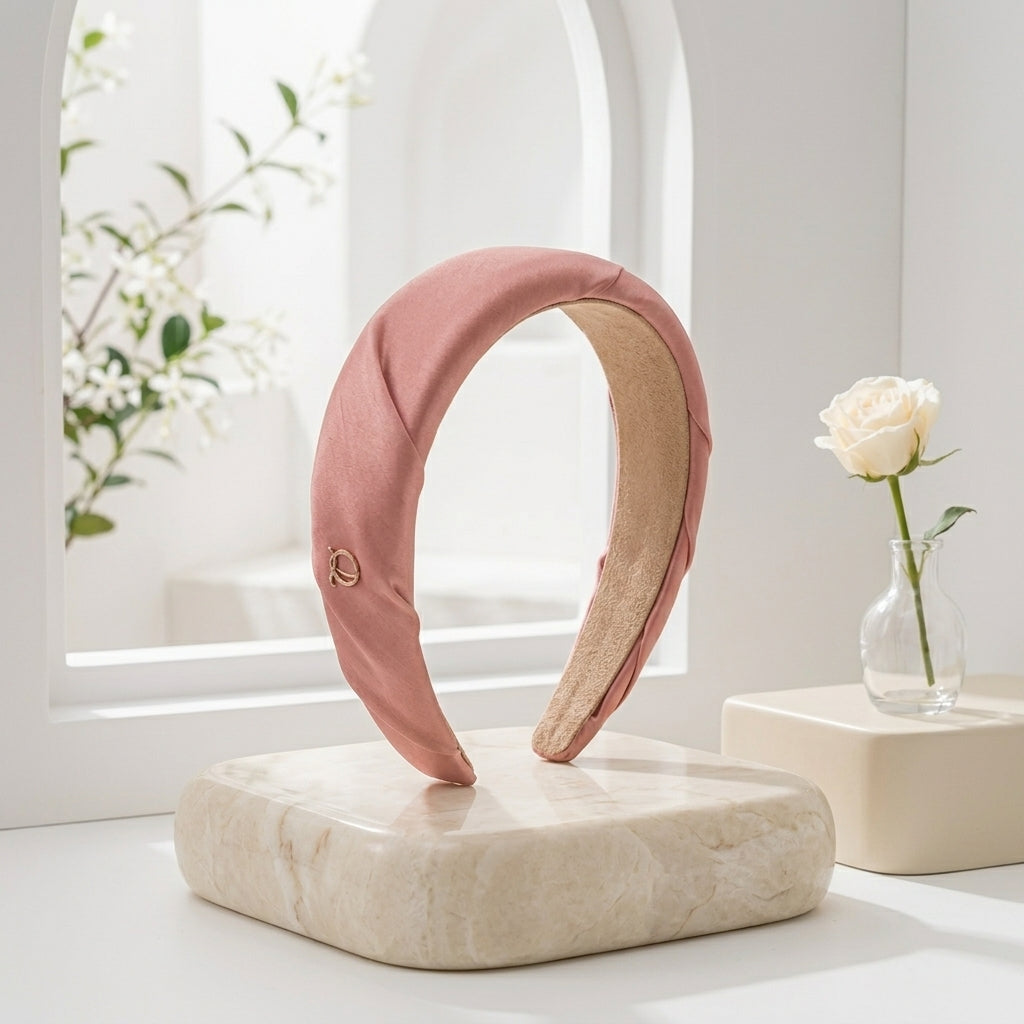Qlloarrip™ Aurelia Padded Headband – Women's Satin Wide Hairband, Elegant Everyday Hair Accessory