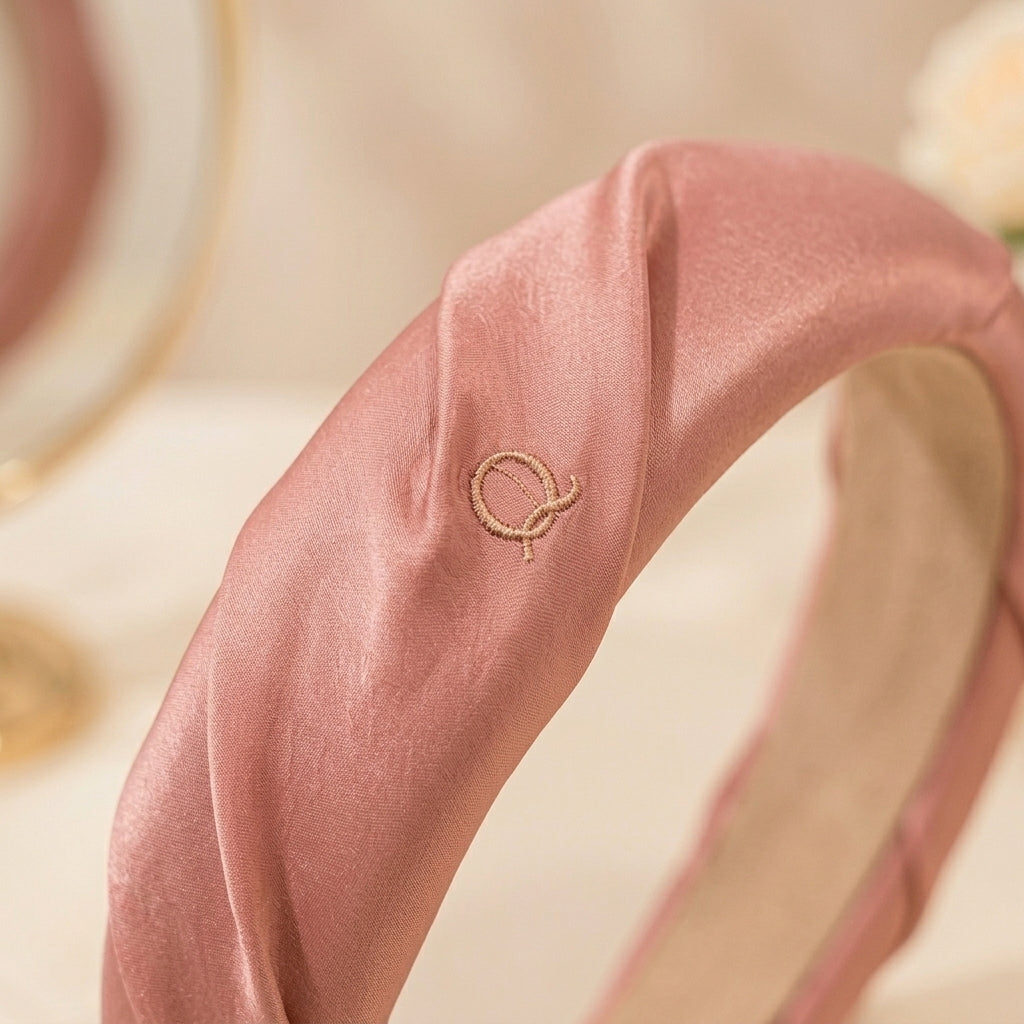 Qlloarrip™ Aurelia Padded Headband – Women's Satin Wide Hairband, Elegant Everyday Hair Accessory