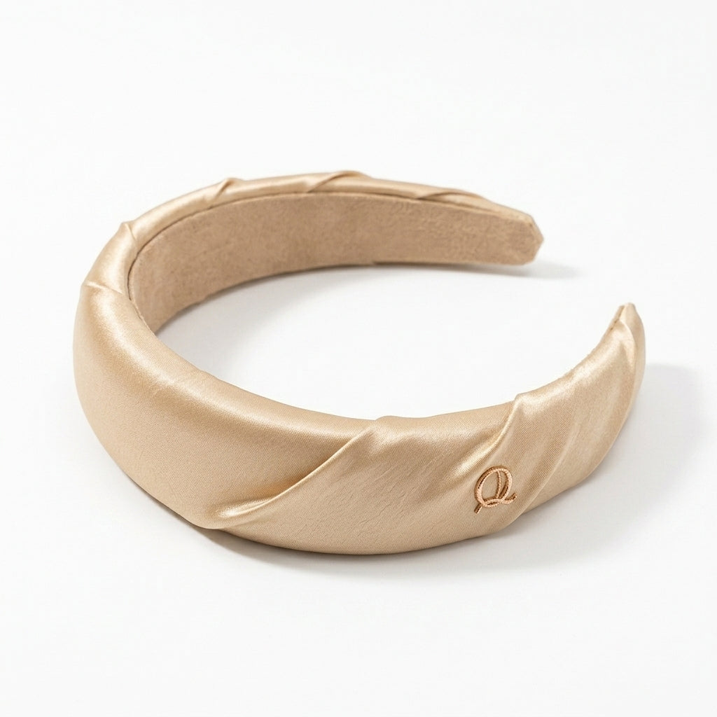 Qlloarrip™ Aurelia Padded Headband – Women's Satin Wide Hairband, Elegant Everyday Hair Accessory