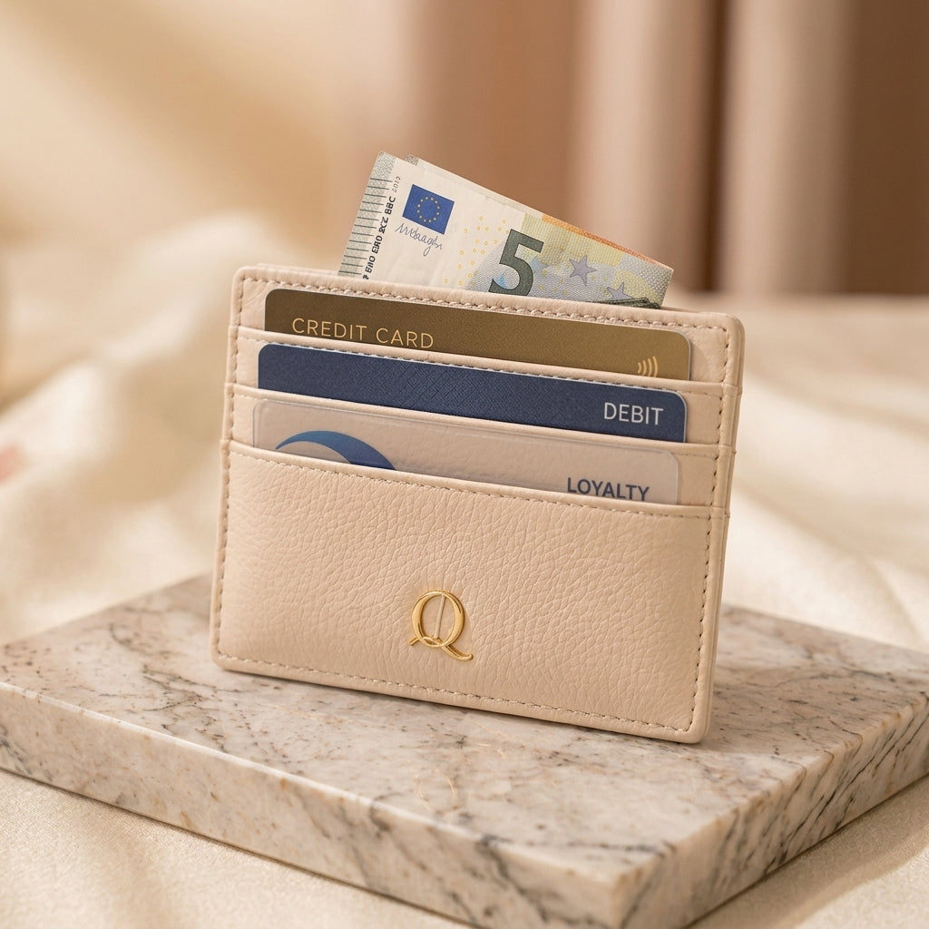 Qlloarrip™ Camille Slim Card Holder – Women's Compact Wallet, Multi-Slot Everyday Card Case